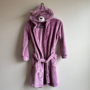 L.L.Bean Kids Bear Hooded Purple Robe Size 8
